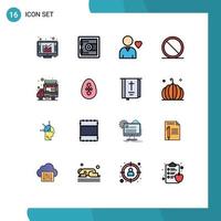 Universal Icon Symbols Group of 16 Modern Flat Color Filled Lines of food stall shop friend car remove Editable Creative Vector Design Elements