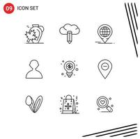 Outline Pack of 9 Universal Symbols of money bulb business basic avatar Editable Vector Design Elements
