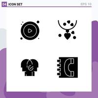 Set of 4 Modern UI Icons Symbols Signs for control modern necklets mother selection Editable Vector Design Elements