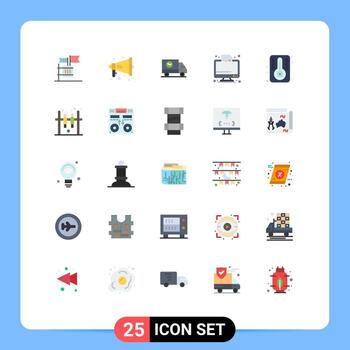 Mobile Interface Flat Color Set of 25 Pictograms of graph diagram warning business speed Editable Vector Design Elements