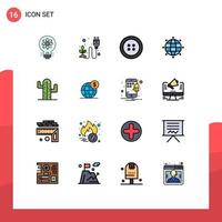 Set of 16 Modern UI Icons Symbols Signs for plent cactus herb world global Editable Creative Vector Design Elements