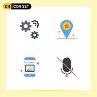 4 Universal Flat Icon Signs Symbols of configuration mobile service house picture Editable Vector Design Elements