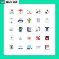 Group of 25 Flat Colors Signs and Symbols for campaign politics meeting candidate career Editable Vector Design Elements