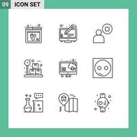 Pack of 9 creative Outlines of computer weight screen package user Editable Vector Design Elements