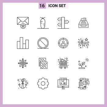 16 User Interface Outline Pack of modern Signs and Symbols of storage database panel data accounting Editable Vector Design Elements