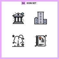 Filledline Flat Color Pack of 4 Universal Symbols of city cloud money family download Editable Vector Design Elements