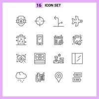 User Interface Pack of 16 Basic Outlines of bin transport symbols takeoff traffic Editable Vector Design Elements