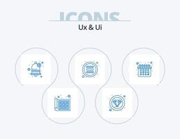 ux y ui blue icon pack 5 diseño de iconos. calendario. cita. campana. opciones control vector