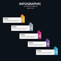 Diagrama de infografía de 5 opciones Informe anual Diseño web Concepto de negocio Pasos o procesos vector