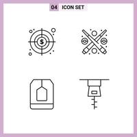 Pack of 4 Modern Filledline Flat Colors Signs and Symbols for Web Print Media such as business drink billiard play tea Editable Vector Design Elements