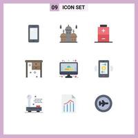 Set of 9 Modern UI Icons Symbols Signs for account office desk moon office electric Editable Vector Design Elements