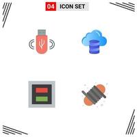 4 Thematic Vector Flat Icons and Editable Symbols of usb frame storage money section Editable Vector Design Elements