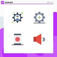 Modern Set of 4 Flat Icons Pictograph of brainstorming media care hospital optimization Editable Vector Design Elements