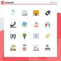 16 Thematic Vector Flat Colors and Editable Symbols of tag management drive business house Editable Pack of Creative Vector Design Elements