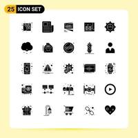 Modern Set of 25 Solid Glyphs Pictograph of business plant iftar farming fast Editable Vector Design Elements