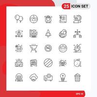 grupo universal de símbolos de icono de 25 líneas modernas de elementos de diseño de vector editables de archivo de dólar de suerte de ingeniero arquitecto
