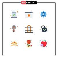 Universal Icon Symbols Group of 9 Modern Flat Colors of crew chemistry cog cell biochemistry Editable Vector Design Elements