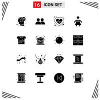 Pictogram Set of 16 Simple Solid Glyphs of tshirt woman twitter people check Editable Vector Design Elements