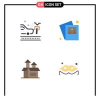 Pictogram Set of 4 Simple Flat Icons of accident performance crash photo costume Editable Vector Design Elements