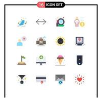 Universal Icon Symbols Group of 16 Modern Flat Colors of person mind right management make up Editable Pack of Creative Vector Design Elements