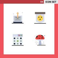 Group of 4 Modern Flat Icons Set for business gallery technology horror amanita Editable Vector Design Elements