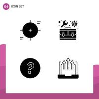 Pictogram Set of 4 Simple Solid Glyphs of crosshair circle scope repair question Editable Vector Design Elements