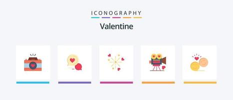 Valentine Flat 5 Icon Pack Including love. celebration. love. fireworks. romantic chat. Creative Icons Design vector