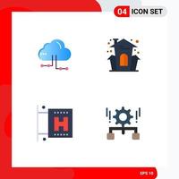 Mobile Interface Flat Icon Set of 4 Pictograms of cloud travel network halloween configuration Editable Vector Design Elements