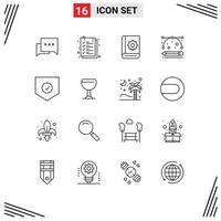 Set of 16 Vector Outlines on Grid for protect drawing tools communication development tools design production Editable Vector Design Elements