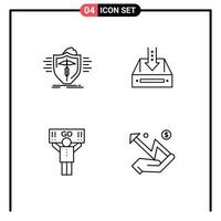 Set of 4 Modern UI Icons Symbols Signs for insurance empty protection box fan Editable Vector Design Elements