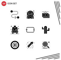 User Interface Pack of 9 Basic Solid Glyphs of back vehicle dollar transport report Editable Vector Design Elements