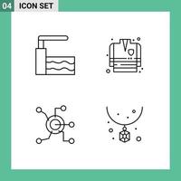 Line Pack of 4 Universal Symbols of pool circle fire fighting data accessories Editable Vector Design Elements