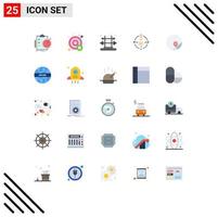 Stock Vector Icon Pack of 25 Line Signs and Symbols for basic technology target user training Editable Vector Design Elements