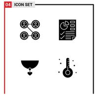User Interface Pack of 4 Basic Solid Glyphs of connections gift data report fitness Editable Vector Design Elements