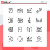 Editable Vector Line Pack of 16 Simple Outlines of clean cleaning web options controls Editable Vector Design Elements