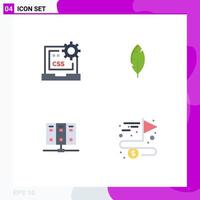 Set of 4 Modern UI Icons Symbols Signs for code mainframe develop ink database Editable Vector Design Elements