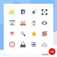 Group of 16 Modern Flat Colors Set for web design coding view browser arrow Editable Pack of Creative Vector Design Elements