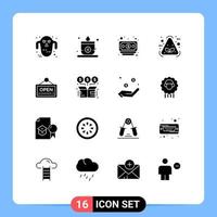 Group of 16 Solid Glyphs Signs and Symbols for hotel sign dollar open item Editable Vector Design Elements