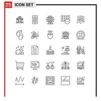 Line Pack of 25 Universal Symbols of gadget computers player worldwide arrow Editable Vector Design Elements