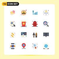 User Interface Pack of 16 Basic Flat Colors of fries internet signal globe finance Editable Pack of Creative Vector Design Elements