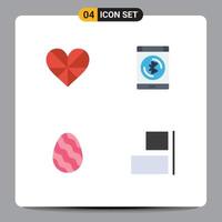 4 Universal Flat Icon Signs Symbols of heart egg favorite connect nature Editable Vector Design Elements