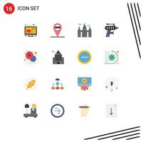 Pictogram Set of 16 Simple Flat Colors of building alert house star drilling Editable Pack of Creative Vector Design Elements