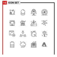 Outline Pack of 16 Universal Symbols of superstar movie star android featured star technology Editable Vector Design Elements