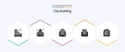 paquete de iconos de 25 glifos de construcción de la ciudad que incluye . oficina. casa vector