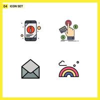 Pictogram Set of 4 Simple Filledline Flat Colors of information sms phone pay mail Editable Vector Design Elements