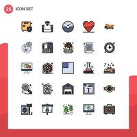 Modern Set of 25 Filled line Flat Colors Pictograph of truck hospital smartphone cardiogram anatomy Editable Vector Design Elements