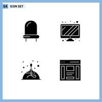 User Interface Pack of 4 Basic Solid Glyphs of diode lab monitor alcohol communication Editable Vector Design Elements