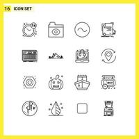 Mobile Interface Outline Set of 16 Pictograms of keys controller sound agreement education Editable Vector Design Elements