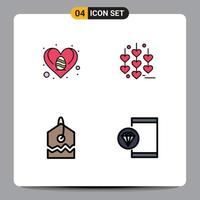 Set of 4 Modern UI Icons Symbols Signs for easter tag love chain coding Editable Vector Design Elements