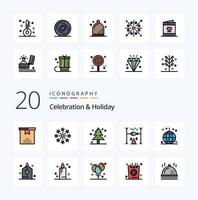 20 Celebration  Holiday Line Filled Color icon Pack like celebration summer celebration holiday tree vector